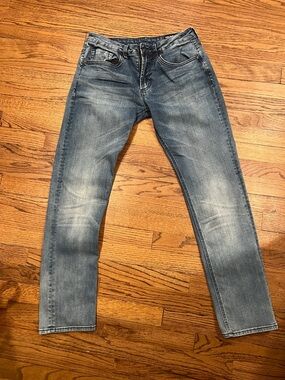 Buffalo David Bitton Men's Faded Blue Slim Straight Jeans